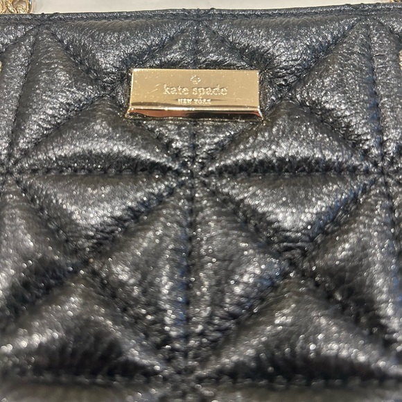 Kate Spade- Mini Phoebe Bag- Quilted convertible Purse- Metallic Black Leather - Picture 3 of 6